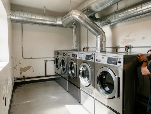 Hanover Dryer Vent Cleaning team performing large-scale commercial dryer vent cleaning in Hanover
