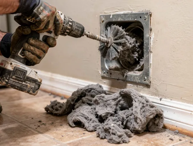 Certified Hanover Dryer Vent Cleaning technician performing dryer vent cleaning in Hanover